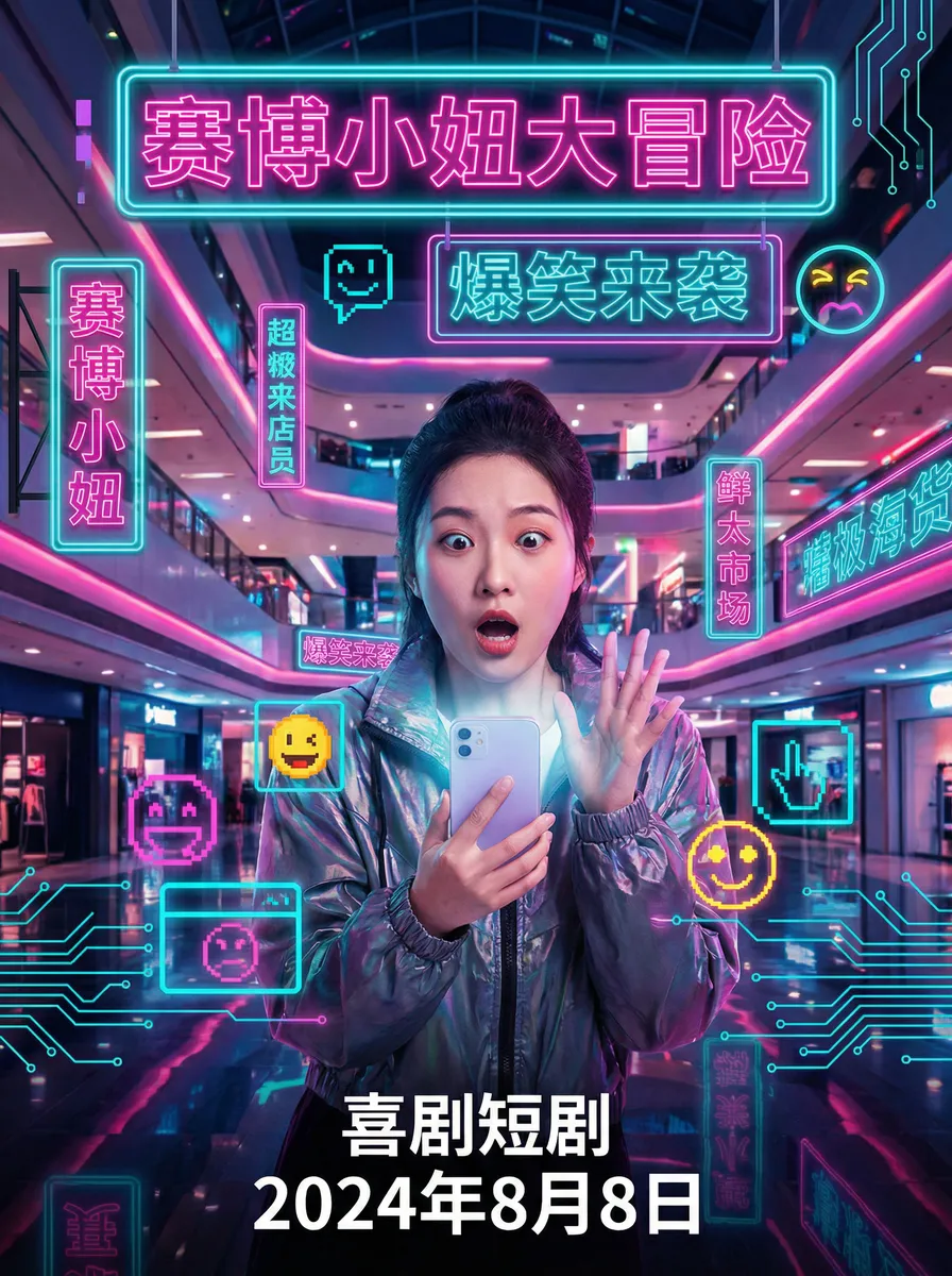 穗花种子 搞笑喜剧短剧 - 赛博小妞大冒险海报
